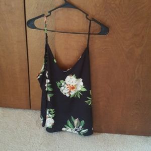 Black floral blouse